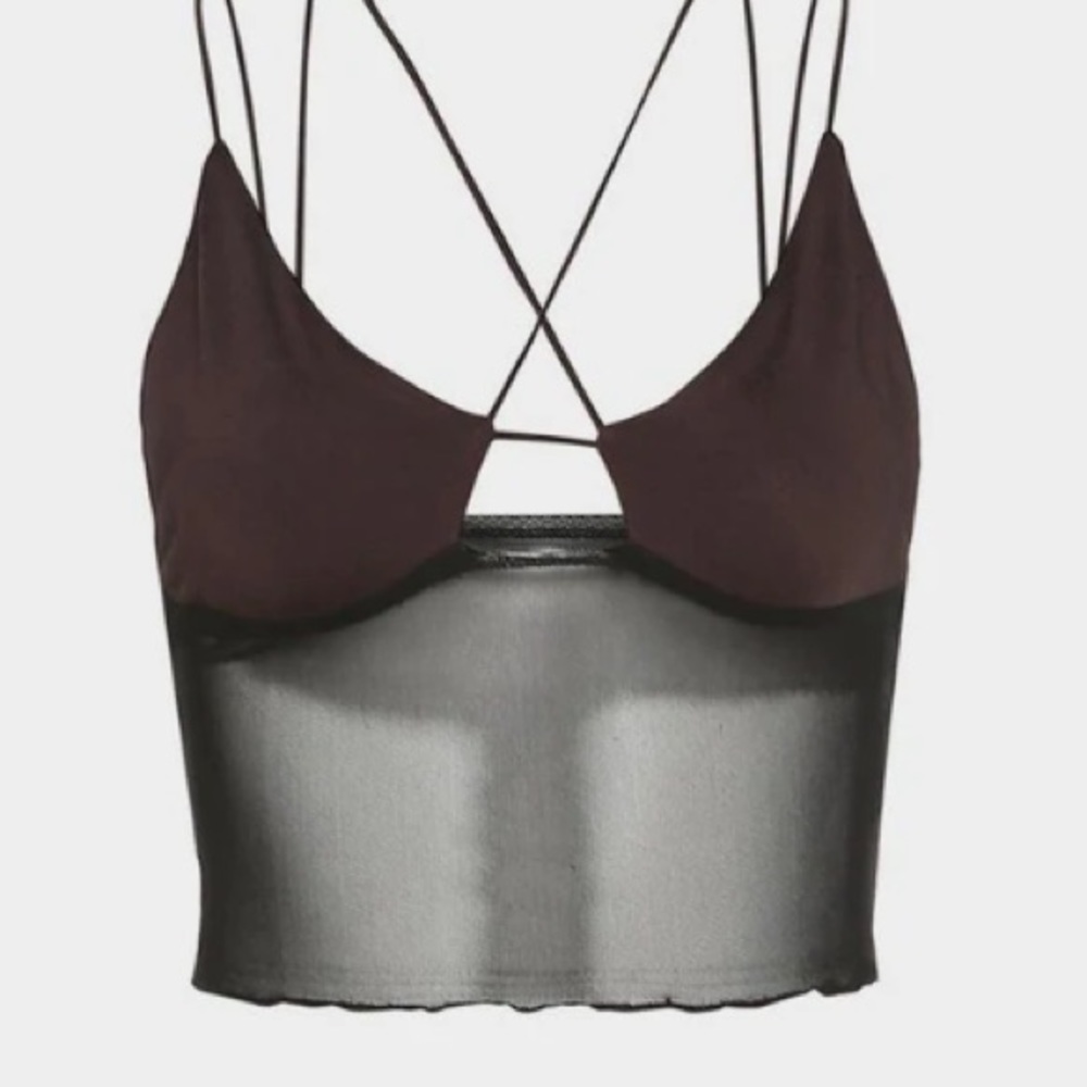 Cape Clique mesh panel strappy top
